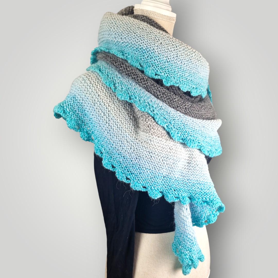 il_fullxfull.7806881279_5d34.jpg Mountain Sky Dragon Scarf, Hand Knitted Long Wrap Scarf, Soft Gradient Knit, Light Blue White Grey - Lina And Stitches