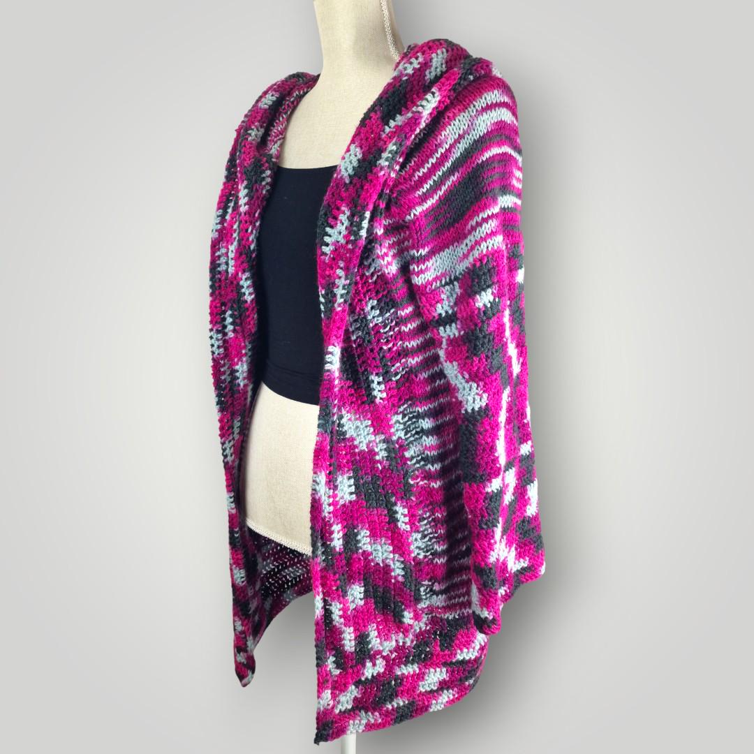 il_fullxfull.7806918405_a3bn.jpg Pink Ombre Crochet Hoodie | Handmade Long Hoodie Cardigan | Neon Pink Gray Black - Lina And Stitches