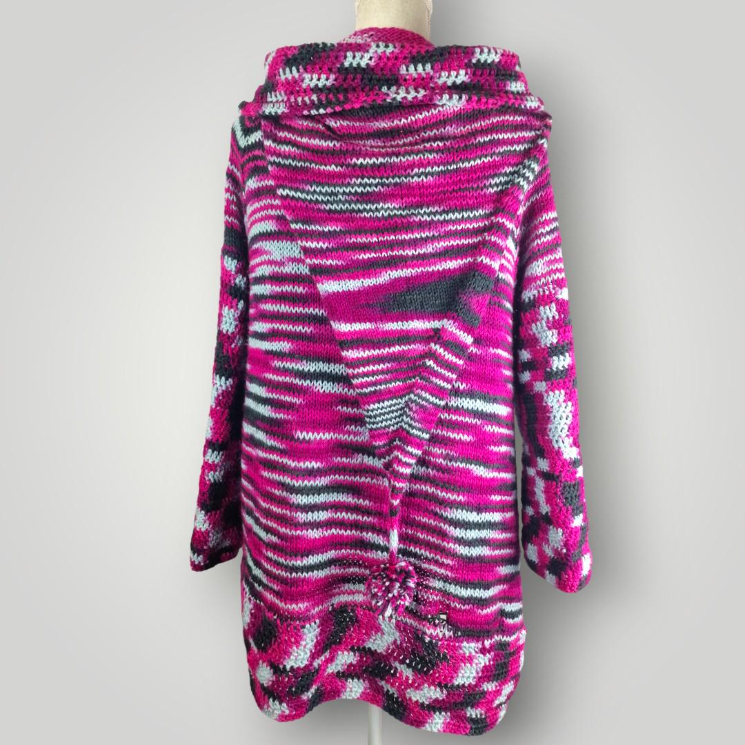 il_fullxfull.7806918421_o8ye.jpg Pink Ombre Crochet Hoodie | Handmade Long Hoodie Cardigan | Neon Pink Gray Black - Lina And Stitches