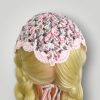 Rose Garden Crochet Bandana, Handmade Tie Head Scarf, Soft Pastel Acrylic Yarn, Spring Hair Accessory - Lina And Stitches