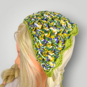 il_fullxfull.7806973011_ca4m.jpg Handmade Crochet Bandana Headscarf, Wildflower Bandana, Scalloped Edge, Spring Hair Accessory - Lina And Stitches
