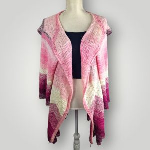 Handmade Crochet Roselight Cardigan | Long Open Front Cardigan | Soft Gradient Yarn | Size L - Lina And Stitches