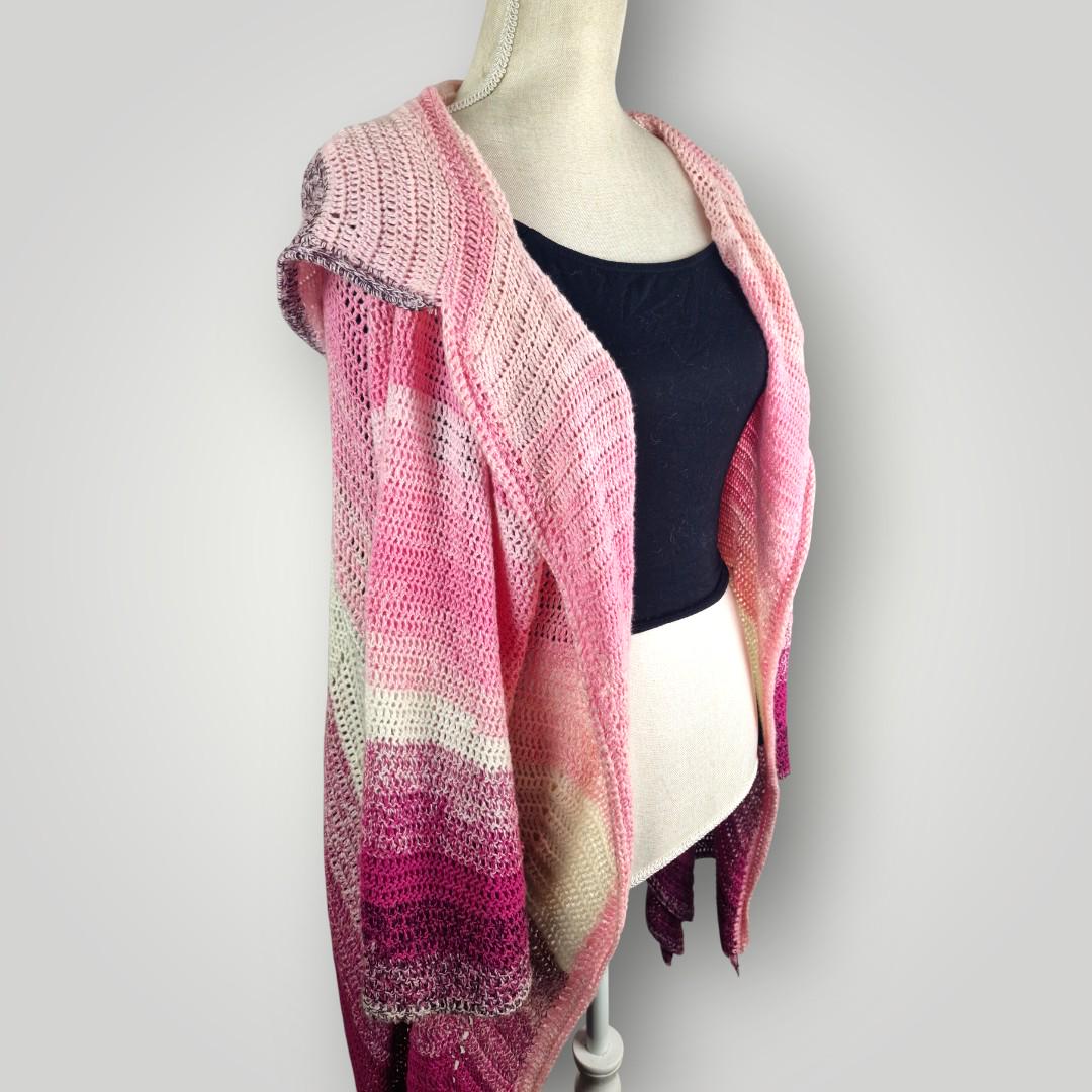 il_fullxfull.7806981127_6irm.jpg Handmade Crochet Roselight Cardigan | Long Open Front Cardigan | Soft Gradient Yarn | Size L - Lina And Stitches