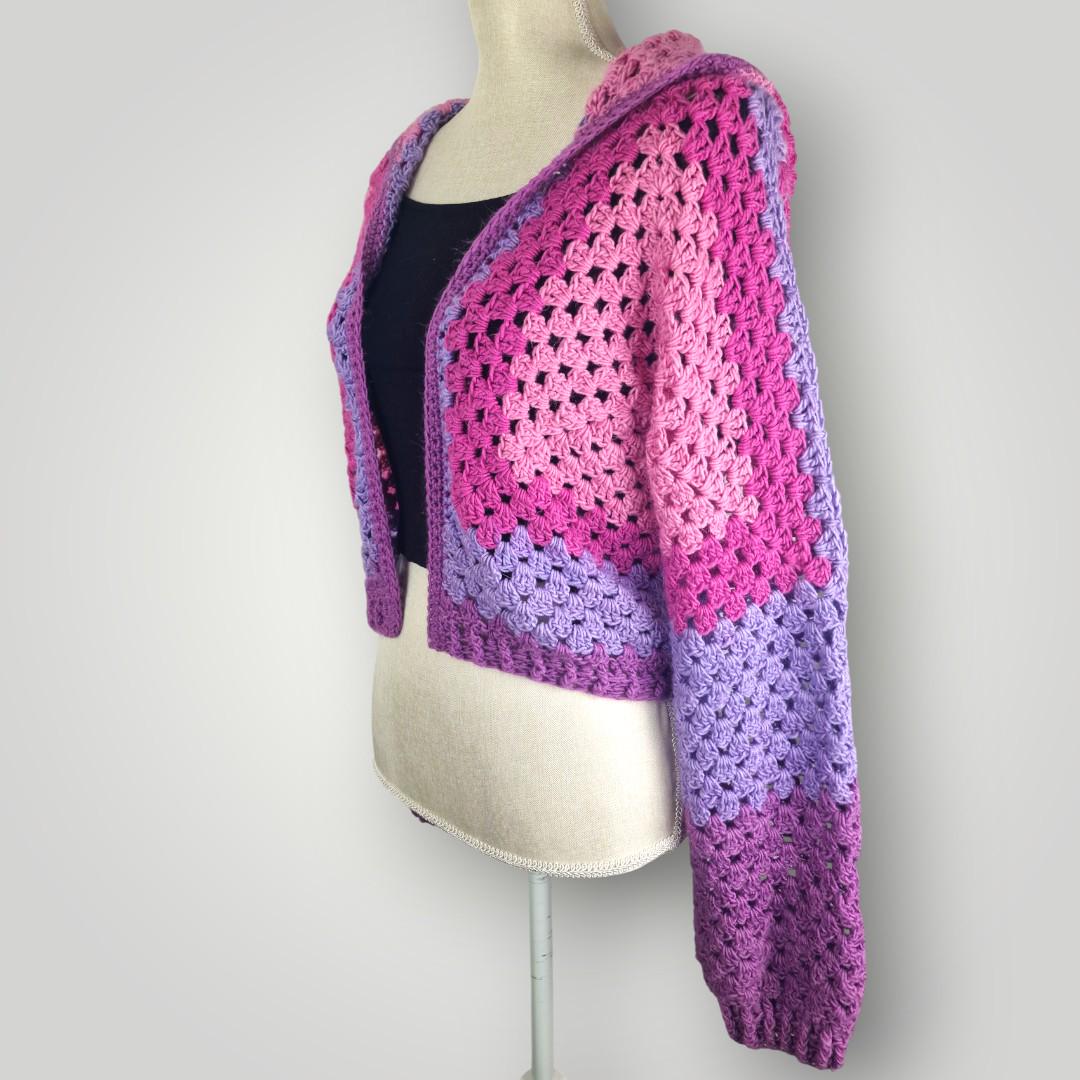 il_fullxfull.7807016679_kh1r.jpg The Pinky Dream Crochet Cardigan | Size S/M | Handmade Hexagon Cardigan | Hooded Crochet Cardigan - Lina And Stitches