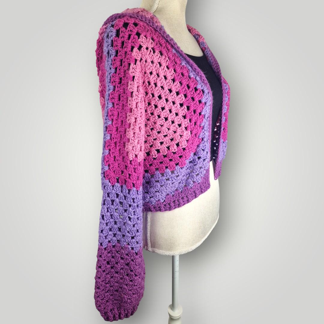 il_fullxfull.7807016687_68oz.jpg The Pinky Dream Crochet Cardigan | Size S/M | Handmade Hexagon Cardigan | Hooded Crochet Cardigan - Lina And Stitches