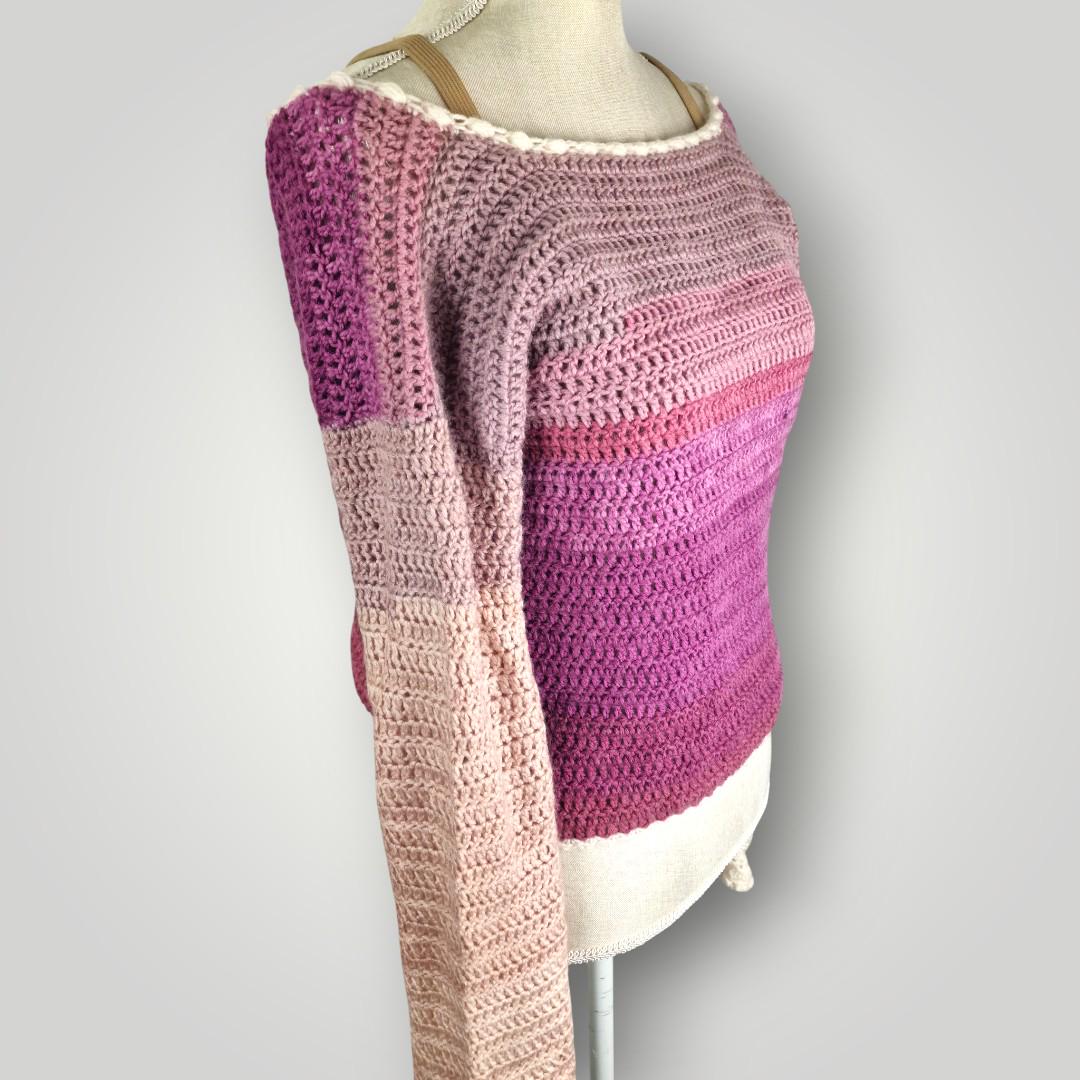 il_fullxfull.7807032009_6gbw.jpg Crochet Ombre Long Sleeve Sweater | Handmade Crochet Sweater | Soft Gradient Colors | Size S/M - Lina And Stitches